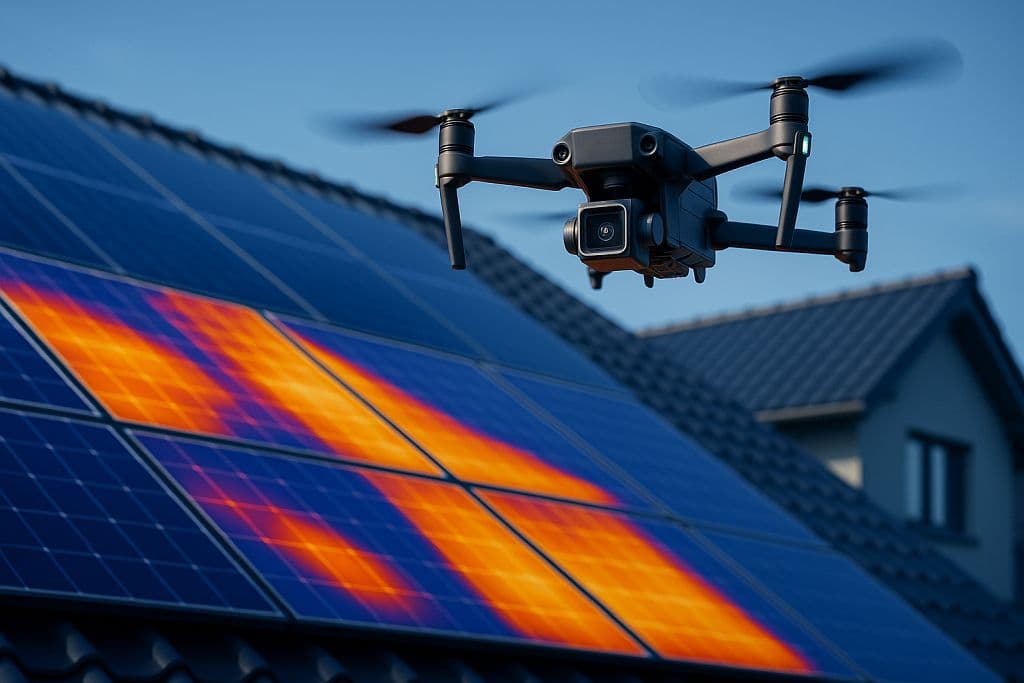 dron nad termovizí snímanou střechou