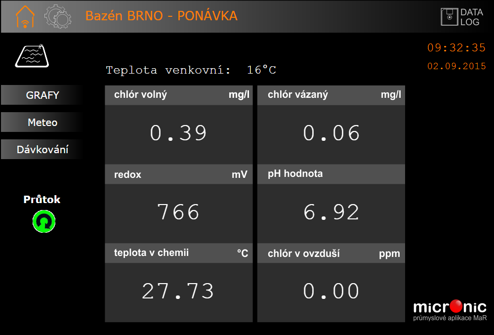 Bazén Ponávka Brno - domovská stránka aplikace
